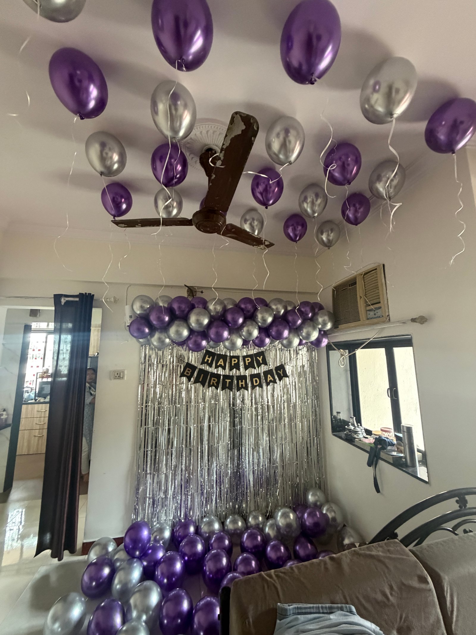 Purple & Silver Chrome balloon decoration